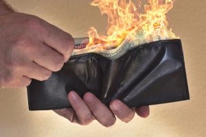 wallet full of burning money
