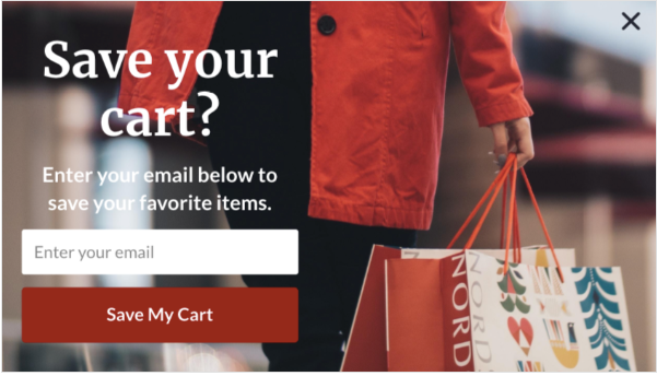 save your cart exit intent popup